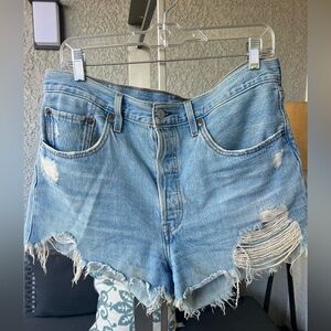Levi's Light Blue Distressed Jean Shorts